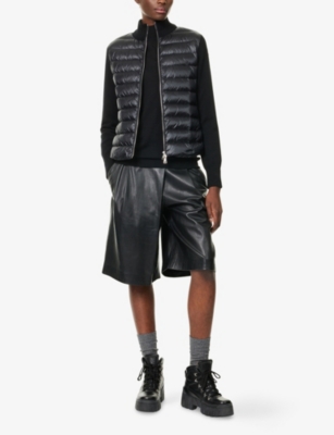 Moncler Womens Black Hybrid Logo-badge Nylon And Wool Cardigan In Black