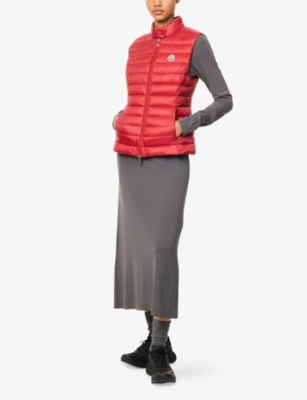Moncler Womens Medium Red Igens Flared Shell-down Gilet