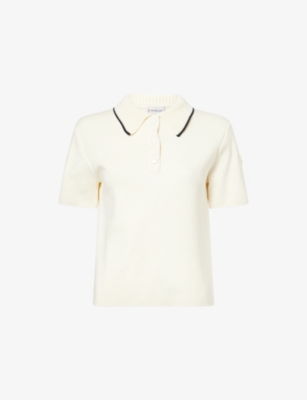 MONCLER: Crop Short-Sleeves Cotton-Knit Polo Shirt