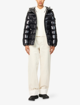 Moncler Womens Barante Hooded Shell-down Jacket Black In Black