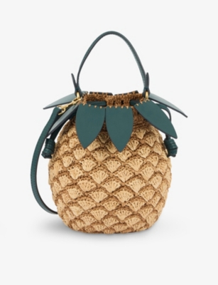 Pineapple Raffia Cross-Body Bag