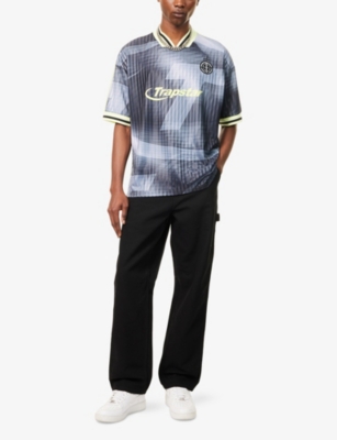 Trapstar Mens Black Neon Hyperdrive Graphic-print Woven Top Xs