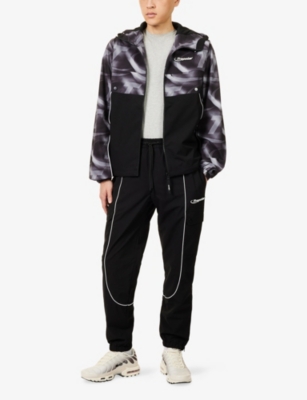 Trapstar Mens Black Hyperdrive Logo-patch Shell Tracksuit Bottoms In Black