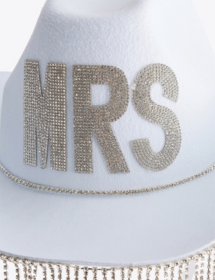 Gigi & Olive Womens White Mrs Diamanté Fringed Woven Cowgirl Hat In Blue