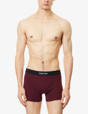 Tom Ford Mens Burgundy Branded-waistband Cotton-stretch Boxer Briefs In Burgundy