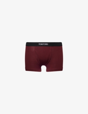 Tom Ford Mens Burgundy Branded-waistband Cotton-stretch Boxer Briefs In Burgundy
