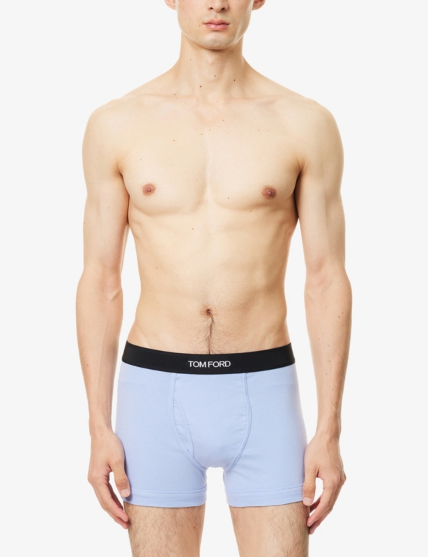 Branded-Waistband Cotton-Stretch Boxer Briefs