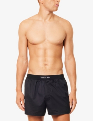TOM FORD: Branded-Waistband Stretch Cotton-Poplin Boxer Shorts