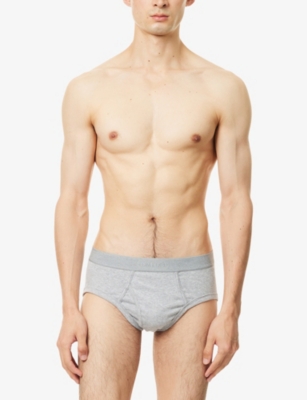 Tom Ford Mens Grey Branded-waistband Cotton-stretch Briefs In Gray