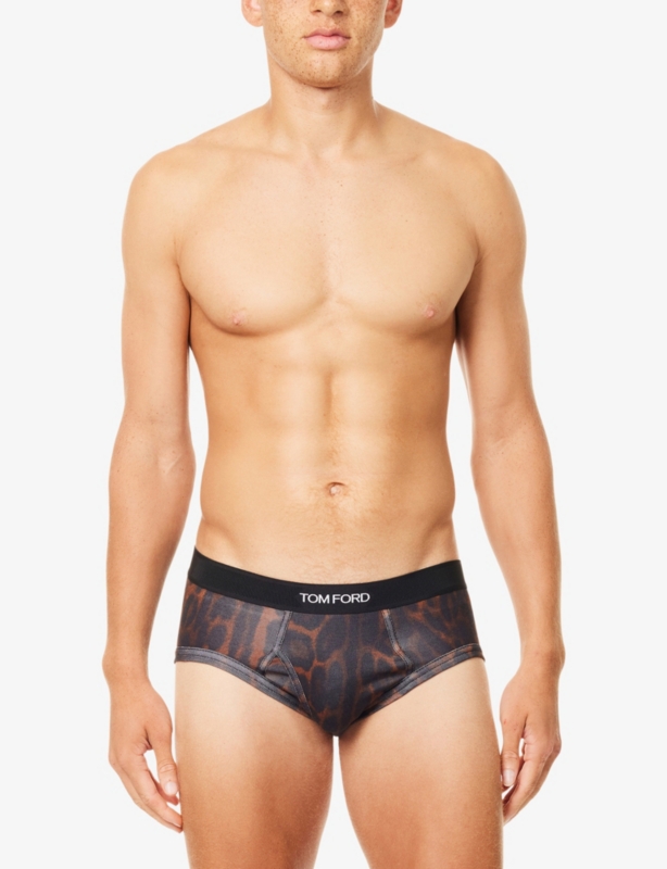 Branded-Waistband Graphic Cotton-Jersey Briefs