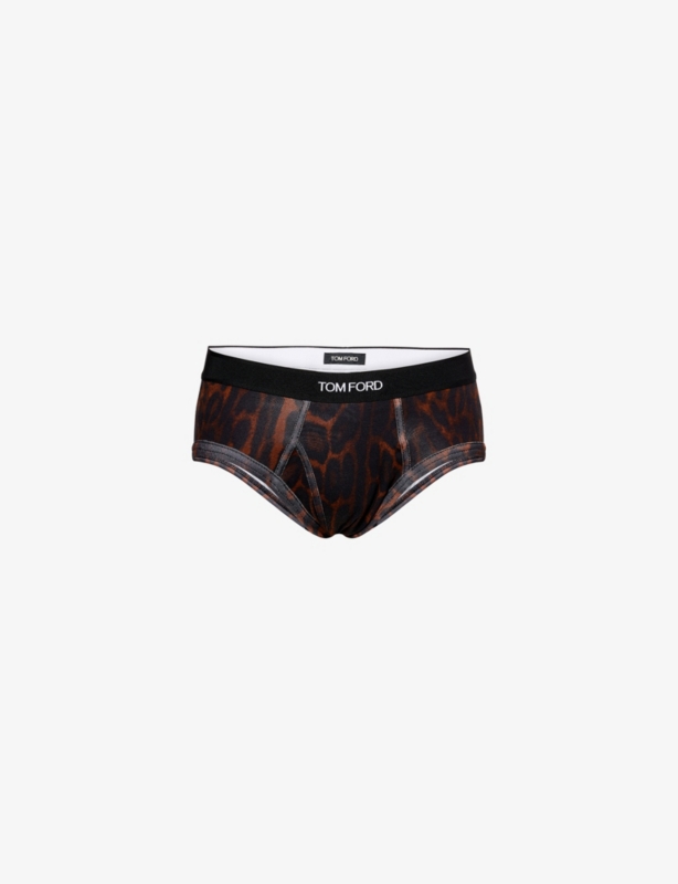 Branded-Waistband Graphic Cotton-Jersey Briefs