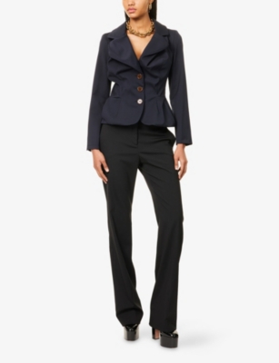Vivienne Westwood Mens Navy Drunken Draped Wool Jacket