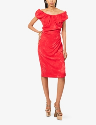 VIVIENNE WESTWOOD: Ginnie Amber Draped Woven Midi Dress