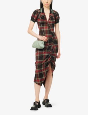 Vivienne Westwood Pulling Dress Tartan Piquet Red-green Xl Women In Multi