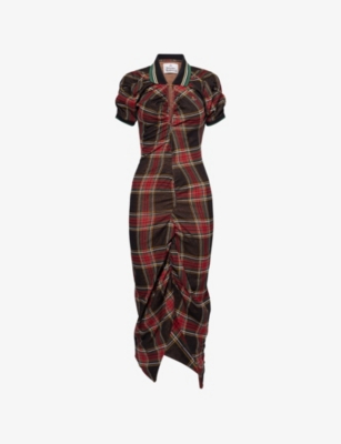 Vivienne Westwood Pulling Dress Tartan Piquet Red-green Xl Women In Multi
