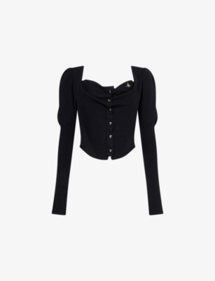 Vivienne Westwood Mens Black Bea Corset Cotton And Cashmere-blend Cardigan In Black