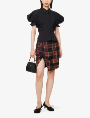 VIVIENNE WESTWOOD: Side Panther Ruched Cotton-Jersey Mini Skirt