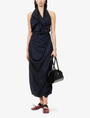 VIVIENNE WESTWOOD: Haler Galatea Draped Wool Maxi Dress