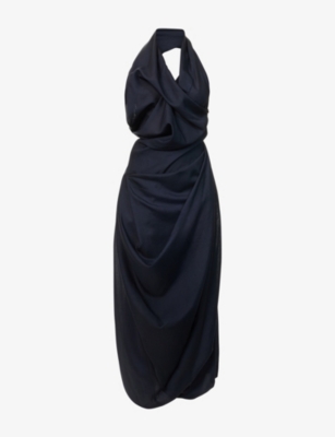 VIVIENNE WESTWOOD: Haler Galatea Draped Wool Maxi Dress