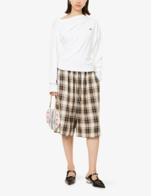 VIVIENNE WESTWOOD: Hebo Asymmetric-Neck Ribbed Stretch-Cotton Top