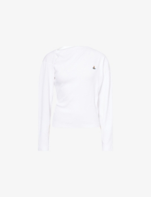 VIVIENNE WESTWOOD: Hebo Asymmetric-Neck Ribbed Stretch-Cotton Top
