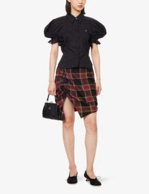 VIVIENNE WESTWOOD: Gexy Puffed-Short-Sleeves Cotton-Poplin Top