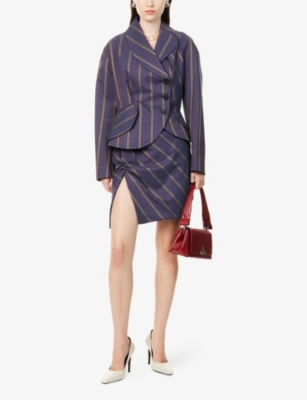 Vivienne Westwood Mens Dusk Stormy Asymmetric Stripe Cotton-blend Jacket In Purple