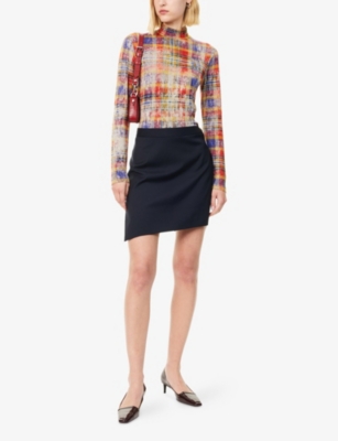 Vivienne Westwood Turtleneck Top Print Fluid Jersey Distressed-tartan Xl Women In Multi
