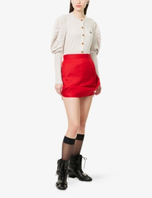 Vivienne Westwood Mens Red Frame Leather-strap Wool Mini Skirt In Red