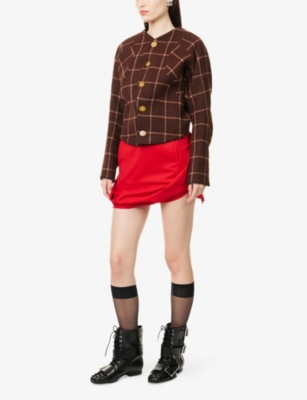 Vivienne Westwood Mens Brown Pourpoint Checked Wool Jacket In Brown