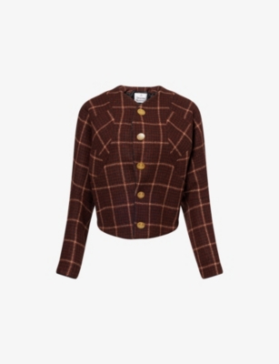 Vivienne Westwood Mens Brown Pourpoint Checked Wool Jacket In Brown
