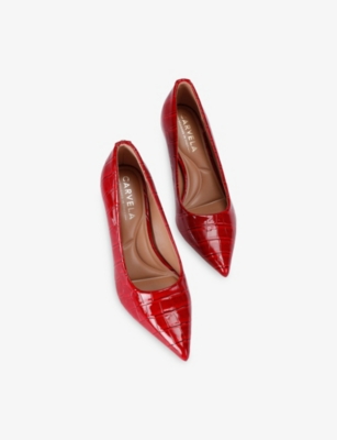 Carvela Womens Red Comb Corletta Heeled Faux-leather Courts Eur 38/5 Uk In Red
