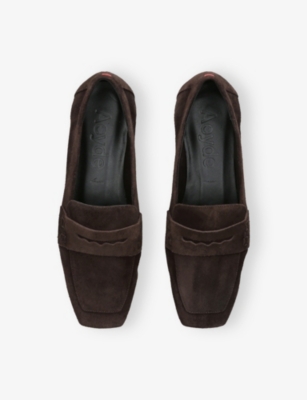 Aeyde Lana Suede Loafers In Brown