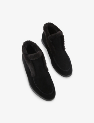 Carvela Womens Black Fia Lined Flat Suede Ankle Boots Eur 37 / 4 Uk In Black