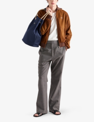 PRADA: Logo-Print Regular-Fit Suede Jacket