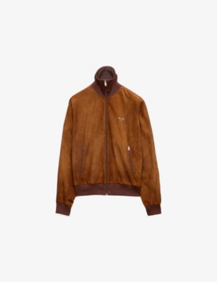 PRADA: Logo-Print Regular-Fit Suede Jacket