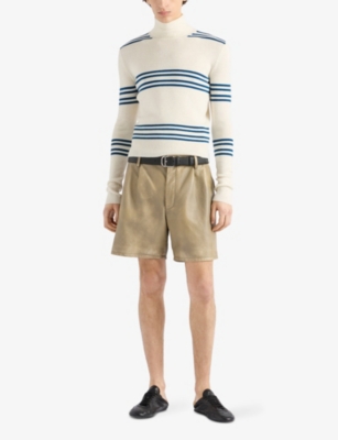 PRADA: Bermuda Vintage-Wash Leather Shorts