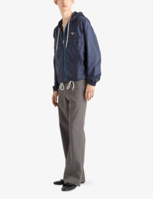 Prada Waterproof Hooded Jacket In Blue