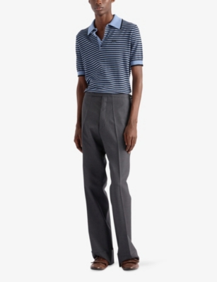PRADA: Striped Cotton Polo Shirt