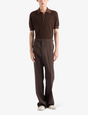 PRADA: Striped Cotton Polo Shirt