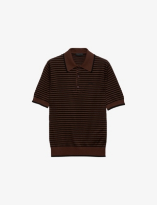 PRADA: Striped Cotton Polo Shirt