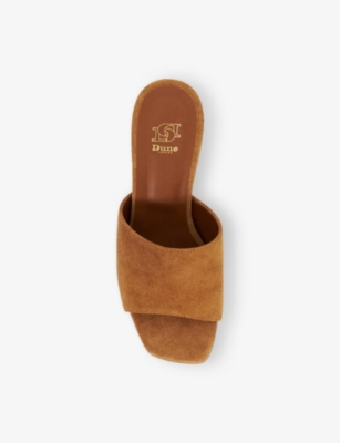 Dune Womens Tan Suede Jule Suede Heeled Mules Eur 40 / 7 Uk