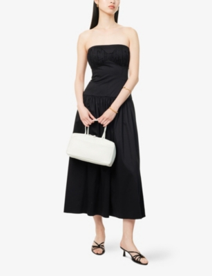 Shop Tove Womens Black Lauryn Strapless Cotton-poplin Midi Dress