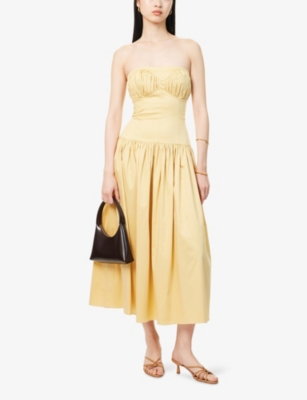 Tove Womens Buttermilk Lauryn Strapless Stretch-cotton Midi Dress In Buttermilk
