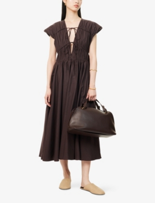 TOVE: Ceres Short-Sleeve Cotton-Poplin Maxi Dress