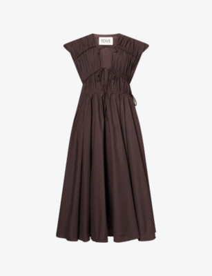 TOVE: Ceres Short-Sleeve Cotton-Poplin Maxi Dress