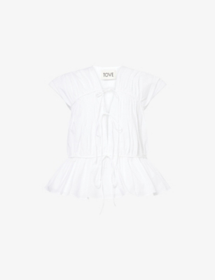 TOVE: Thea Gathered Sleeveless Cotton Top