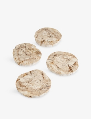 Soho Home White Balfern Set-of-four Wood Coasters In Neutral