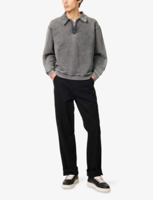 REPRESENT: Initial Boxy Oversized Quarter-Zip Cotton-Jersey Sweatshirt