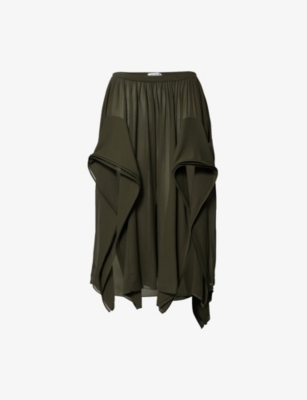 ALAIA: Ruffle Semi-Sheer Georgette Trousers